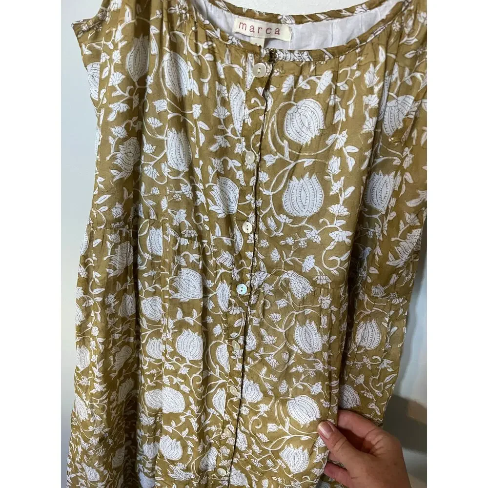 Marea floral tie straps cotton front button dress‎ large - Picture 3 of 9